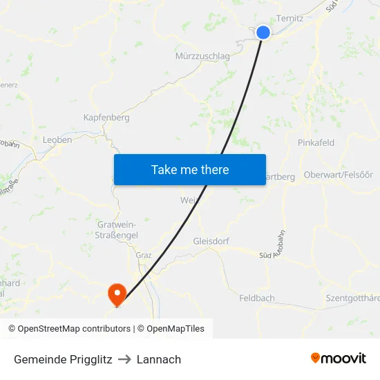 Gemeinde Prigglitz to Lannach map