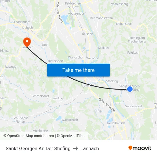 Sankt Georgen An Der Stiefing to Lannach map