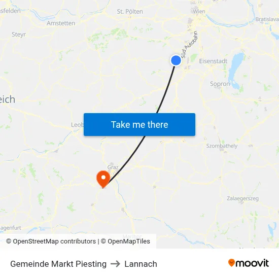 Gemeinde Markt Piesting to Lannach map