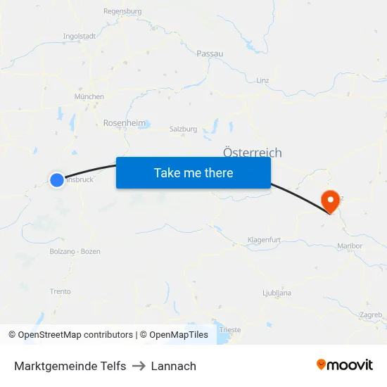 Marktgemeinde Telfs to Lannach map