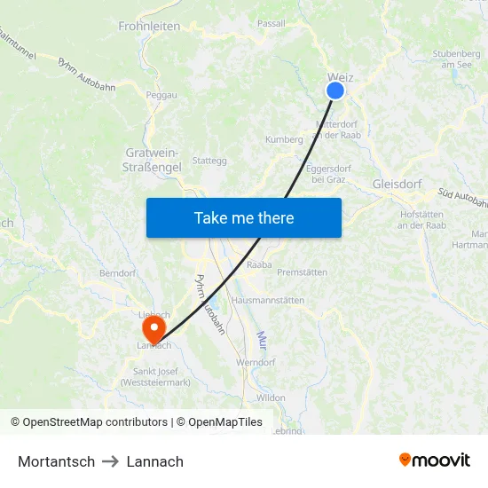 Mortantsch to Lannach map