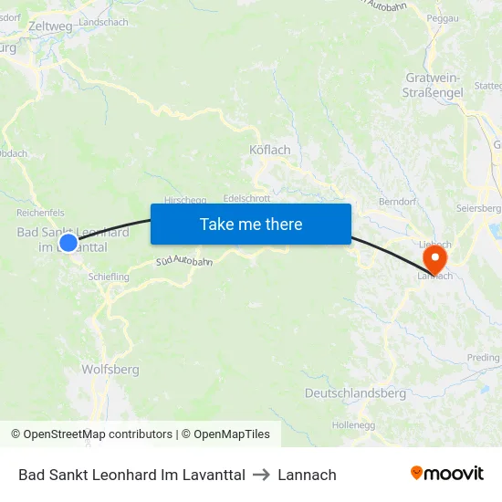 Bad Sankt Leonhard Im Lavanttal to Lannach map