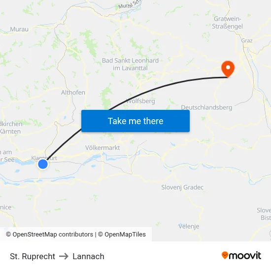 St. Ruprecht to Lannach map