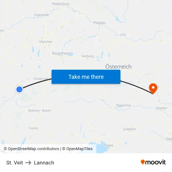 St. Veit to Lannach map
