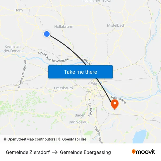 Gemeinde Ziersdorf to Gemeinde Ebergassing map