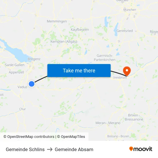 Gemeinde Schlins to Gemeinde Absam map