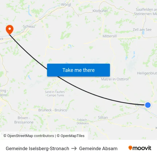 Gemeinde Iselsberg-Stronach to Gemeinde Absam map