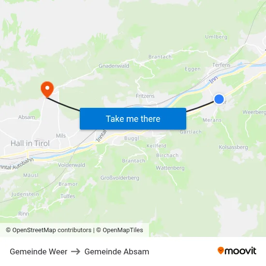 Gemeinde Weer to Gemeinde Absam map