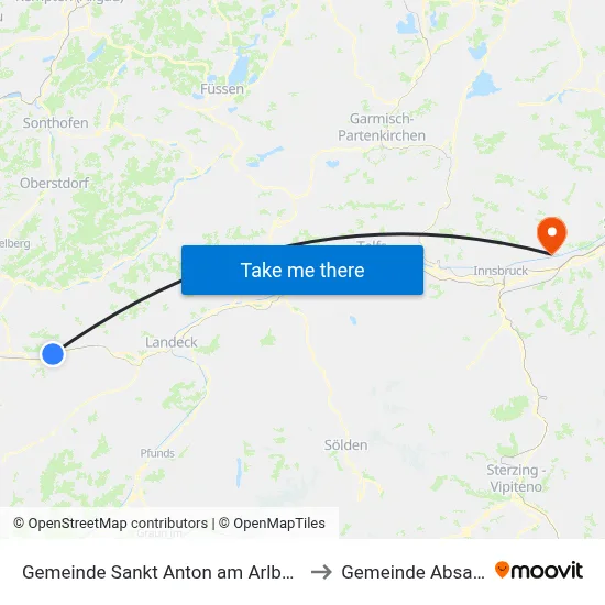 Gemeinde Sankt Anton am Arlberg to Gemeinde Absam map