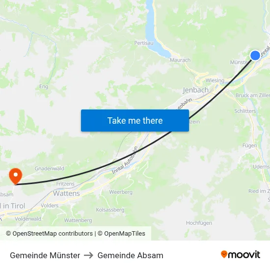 Gemeinde Münster to Gemeinde Absam map