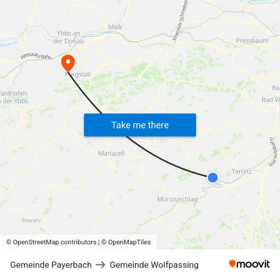 Gemeinde Payerbach to Gemeinde Wolfpassing map