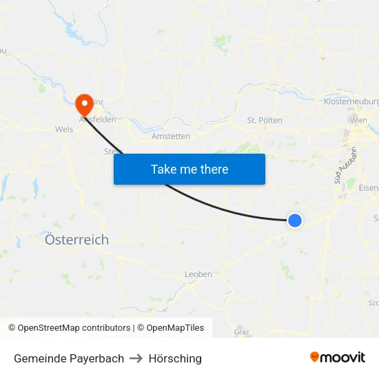 Gemeinde Payerbach to Hörsching map