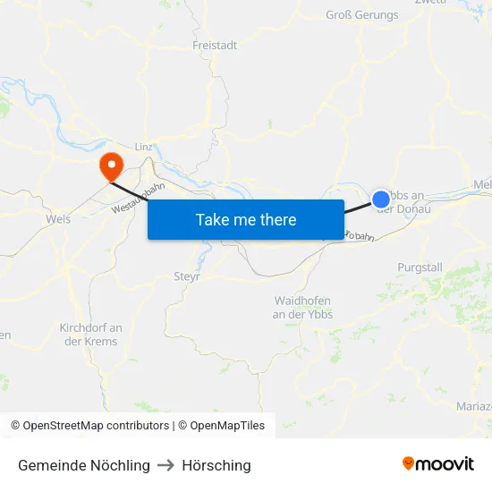 Gemeinde Nöchling to Hörsching map