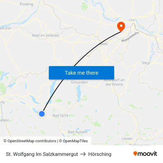 St. Wolfgang Im Salzkammergut to Hörsching map