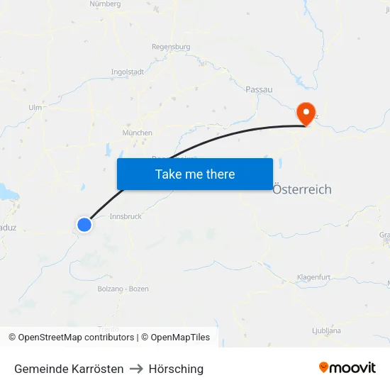 Gemeinde Karrösten to Hörsching map