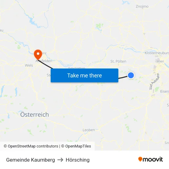 Gemeinde Kaumberg to Hörsching map