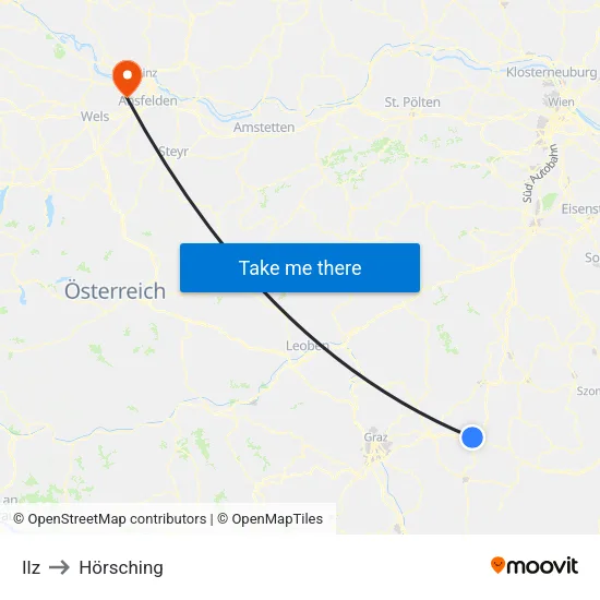 Ilz to Hörsching map