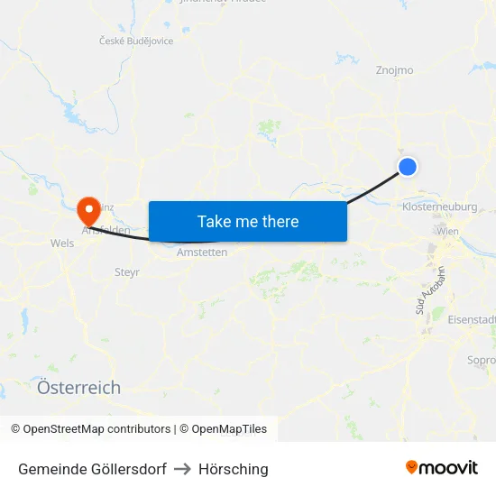 Gemeinde Göllersdorf to Hörsching map