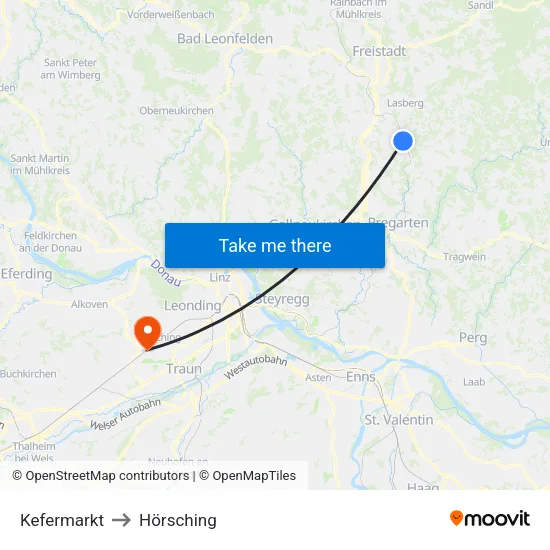 Kefermarkt to Hörsching map
