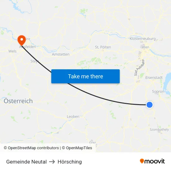 Gemeinde Neutal to Hörsching map