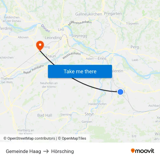 Gemeinde Haag to Hörsching map