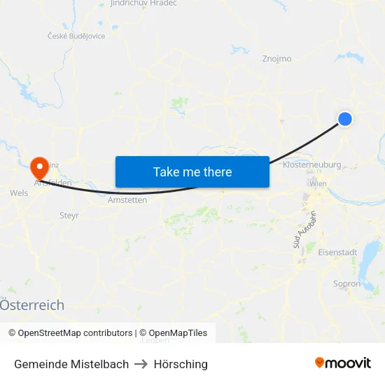 Gemeinde Mistelbach to Hörsching map