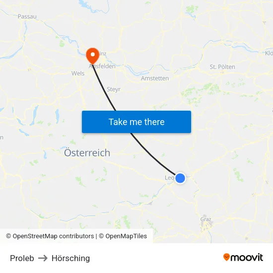Proleb to Hörsching map