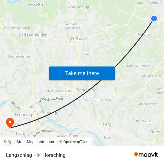Langschlag to Hörsching map