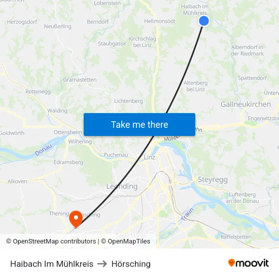 Haibach Im Mühlkreis to Hörsching map
