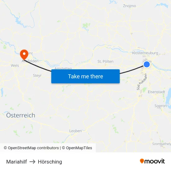 Mariahilf to Hörsching map