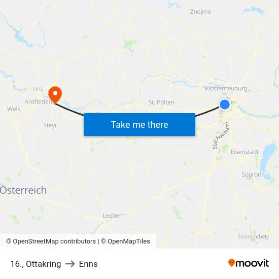 16., Ottakring to Enns map