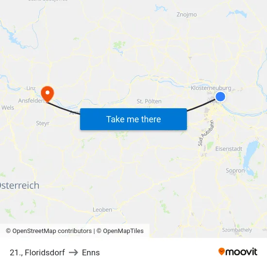 21., Floridsdorf to Enns map