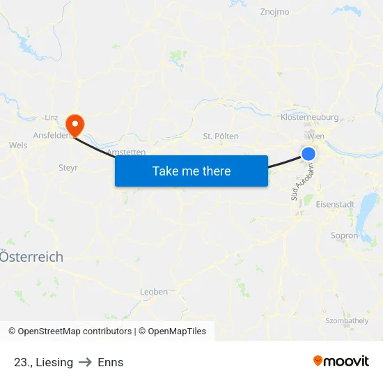 23., Liesing to Enns map