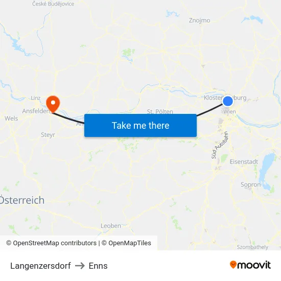 Langenzersdorf to Enns map