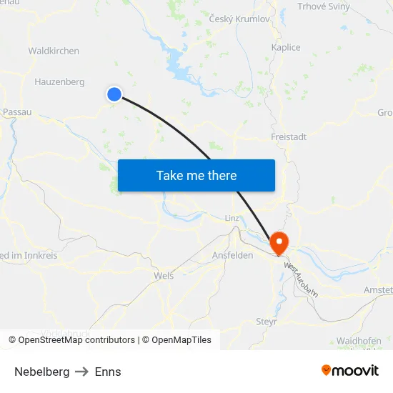 Nebelberg to Enns map