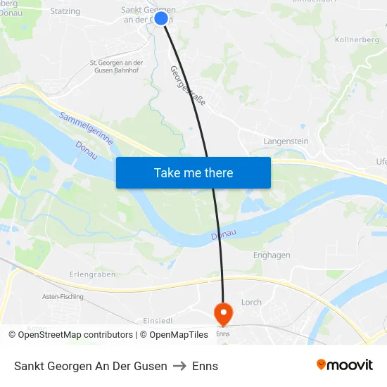 Sankt Georgen An Der Gusen to Enns map