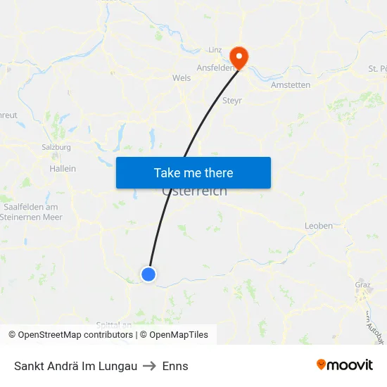 Sankt Andrä Im Lungau to Enns map