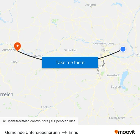 Gemeinde Untersiebenbrunn to Enns map
