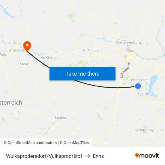 Wulkaprodersdorf/Vulkaprodrštof to Enns map