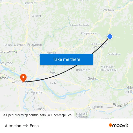 Altmelon to Enns map