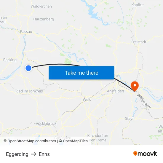 Eggerding to Enns map