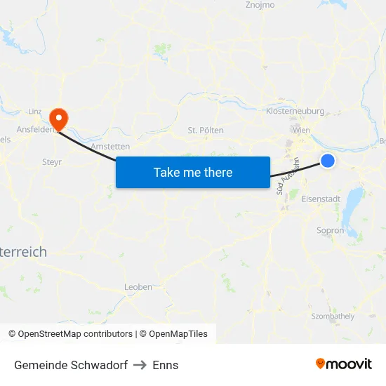Gemeinde Schwadorf to Enns map