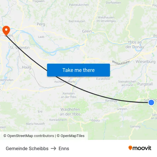 Gemeinde Scheibbs to Enns map