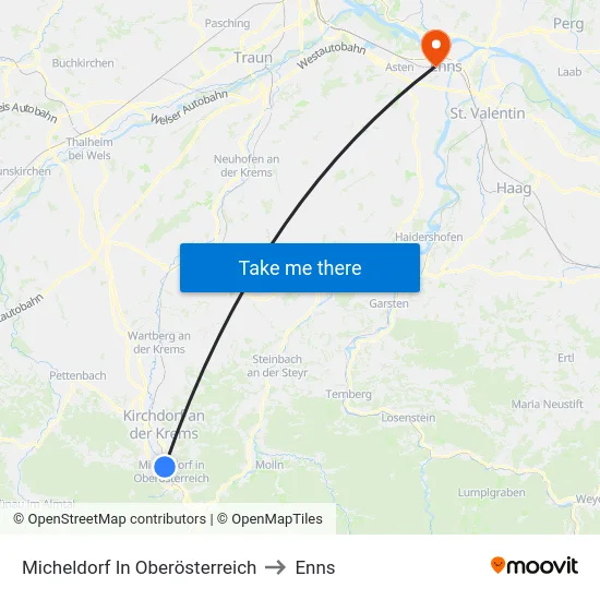 Micheldorf In Oberösterreich to Enns map