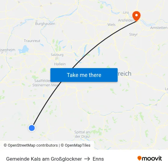 Gemeinde Kals am Großglockner to Enns map