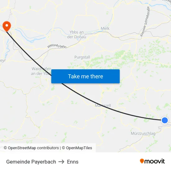 Gemeinde Payerbach to Enns map