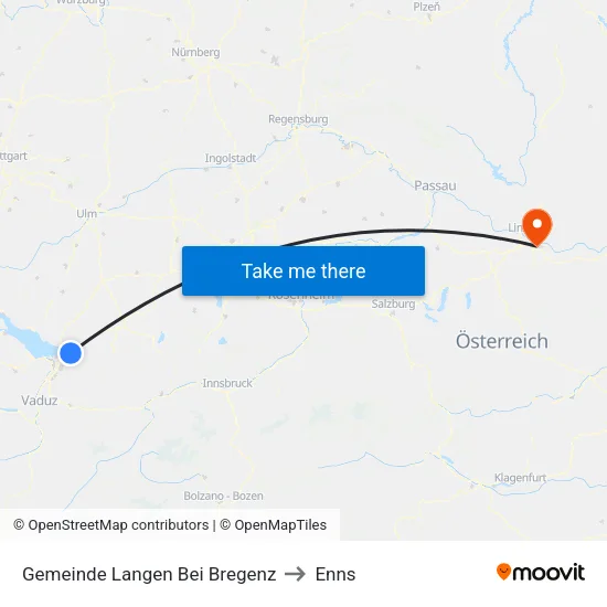 Gemeinde Langen Bei Bregenz to Enns map