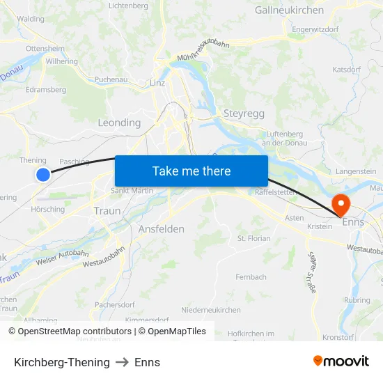 Kirchberg-Thening to Enns map