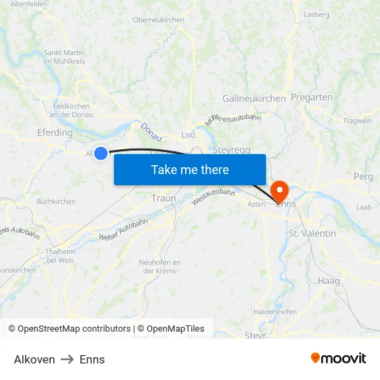 Alkoven to Enns map