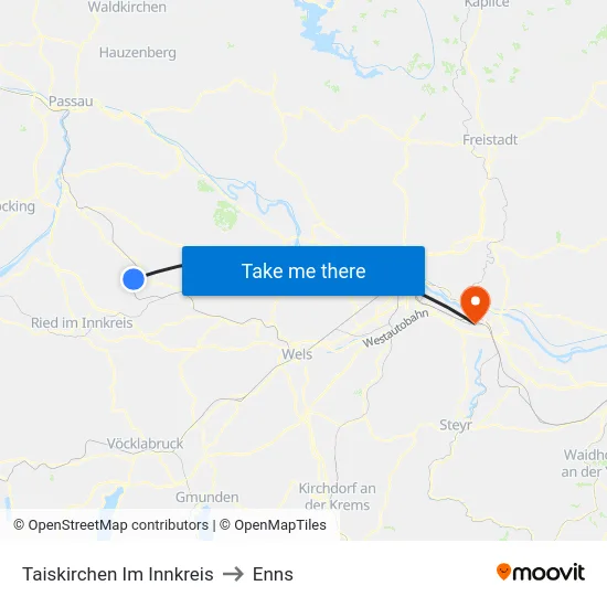 Taiskirchen Im Innkreis to Enns map